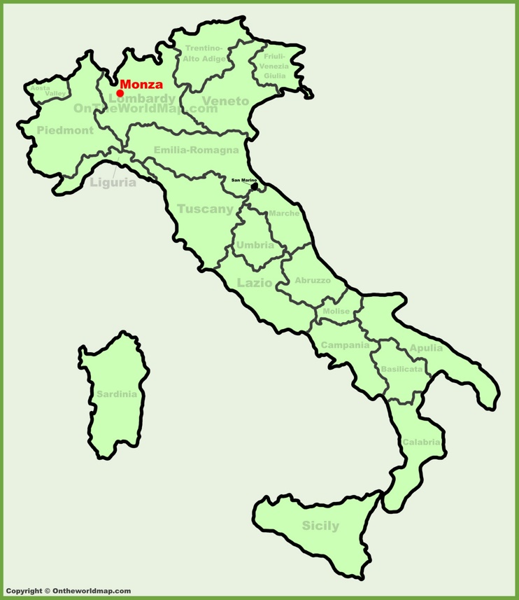 Monza location on the Italy map