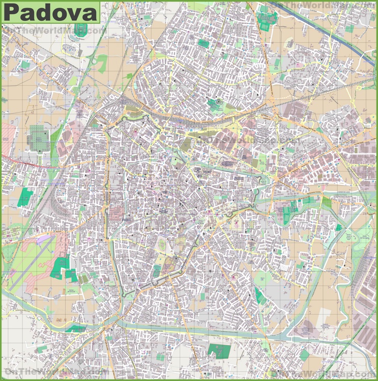 Large detailed map of Padova