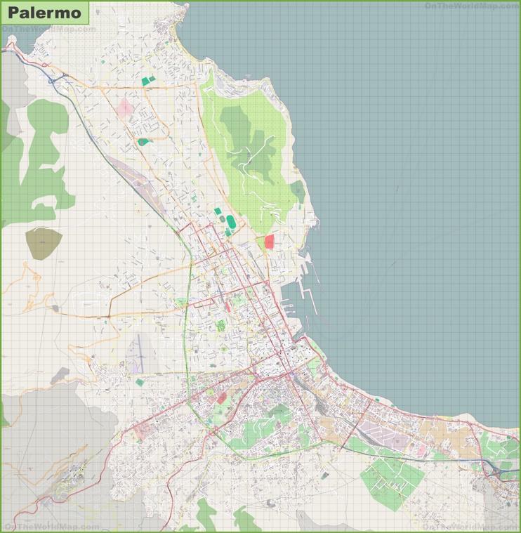 Large detailed map of Palermo