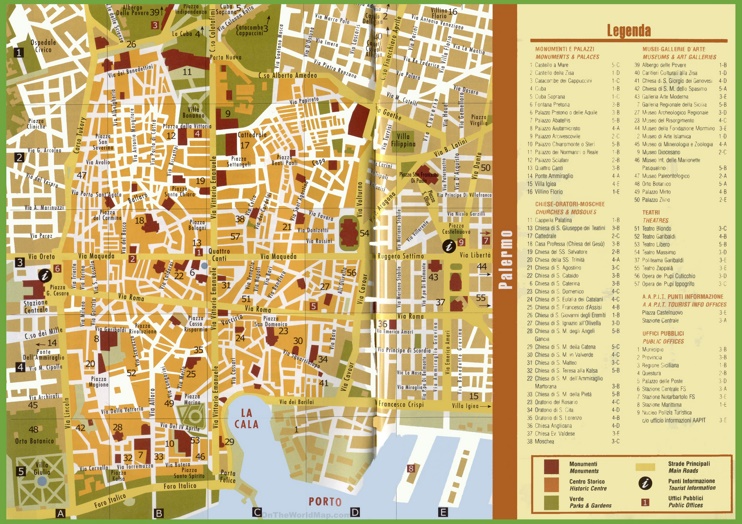 Tourist map of Palermo city centre