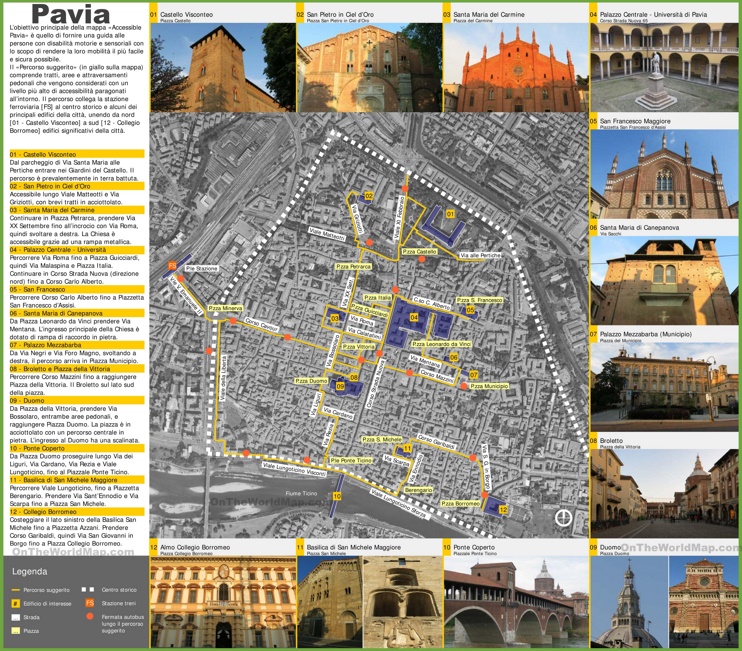 Pavia sightseeing map