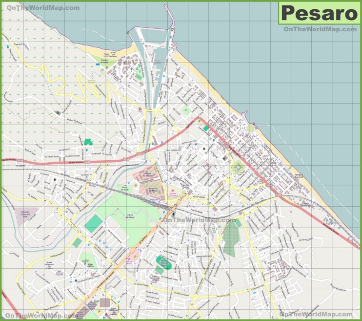 Large detailed map of Pesaro