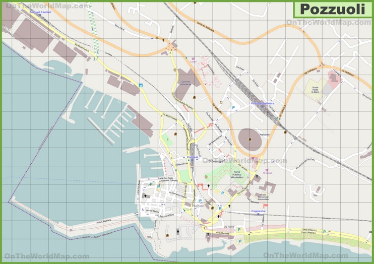 Large detailed map of Pozzuoli