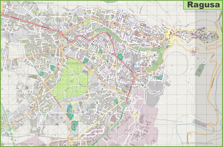Large detailed map of Ragusa