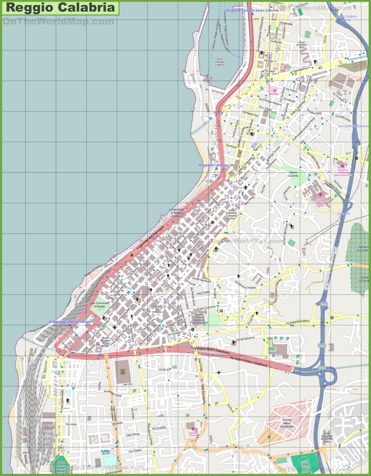 Large detailed map of Reggio Calabria