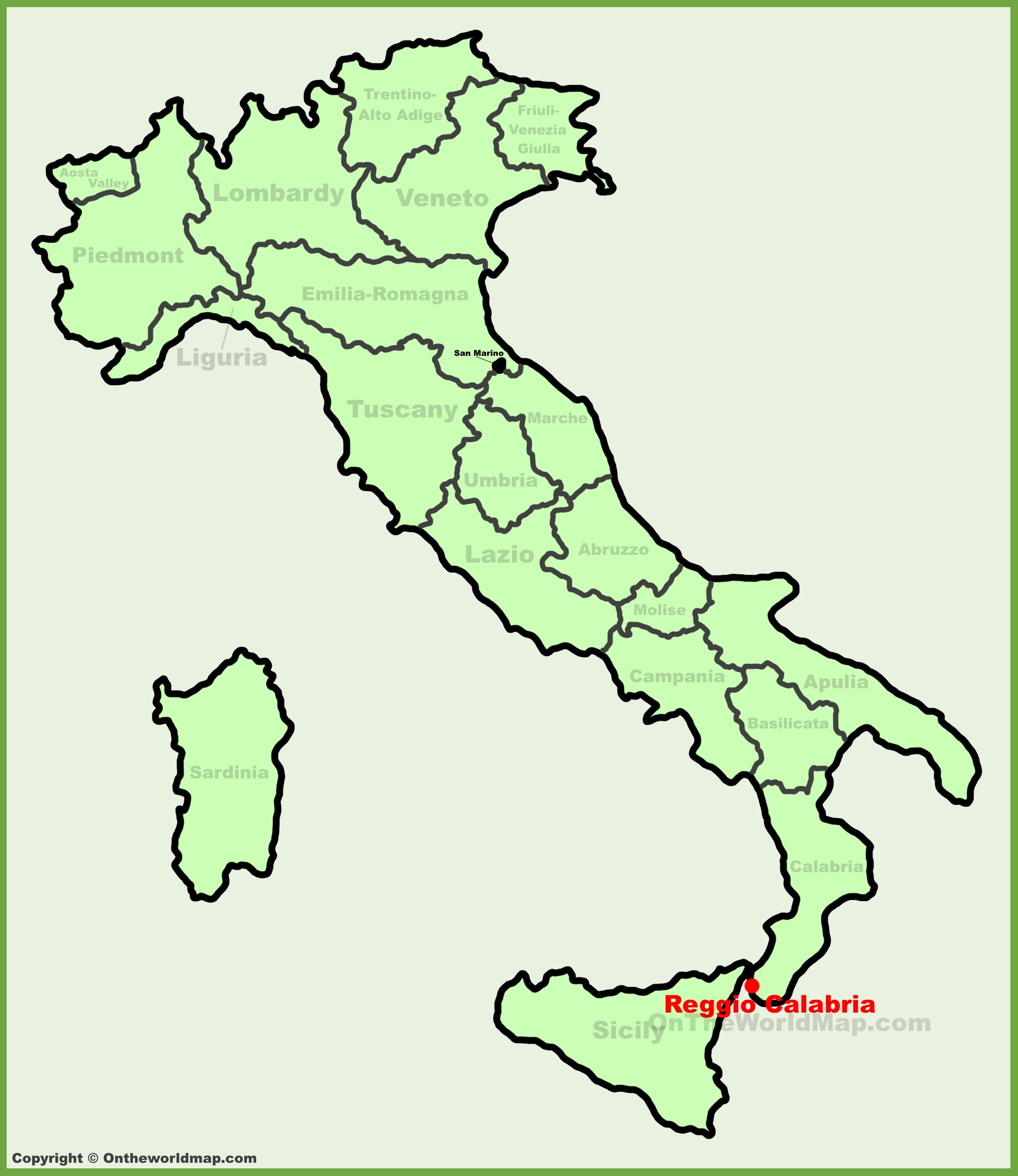 Reggio Calabria Location On The Italy Map