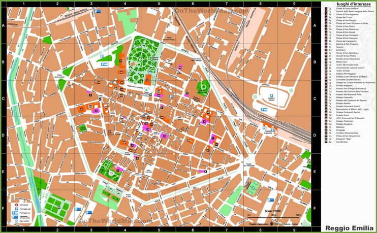 Reggio Emilia - Mappa con punti di interesse