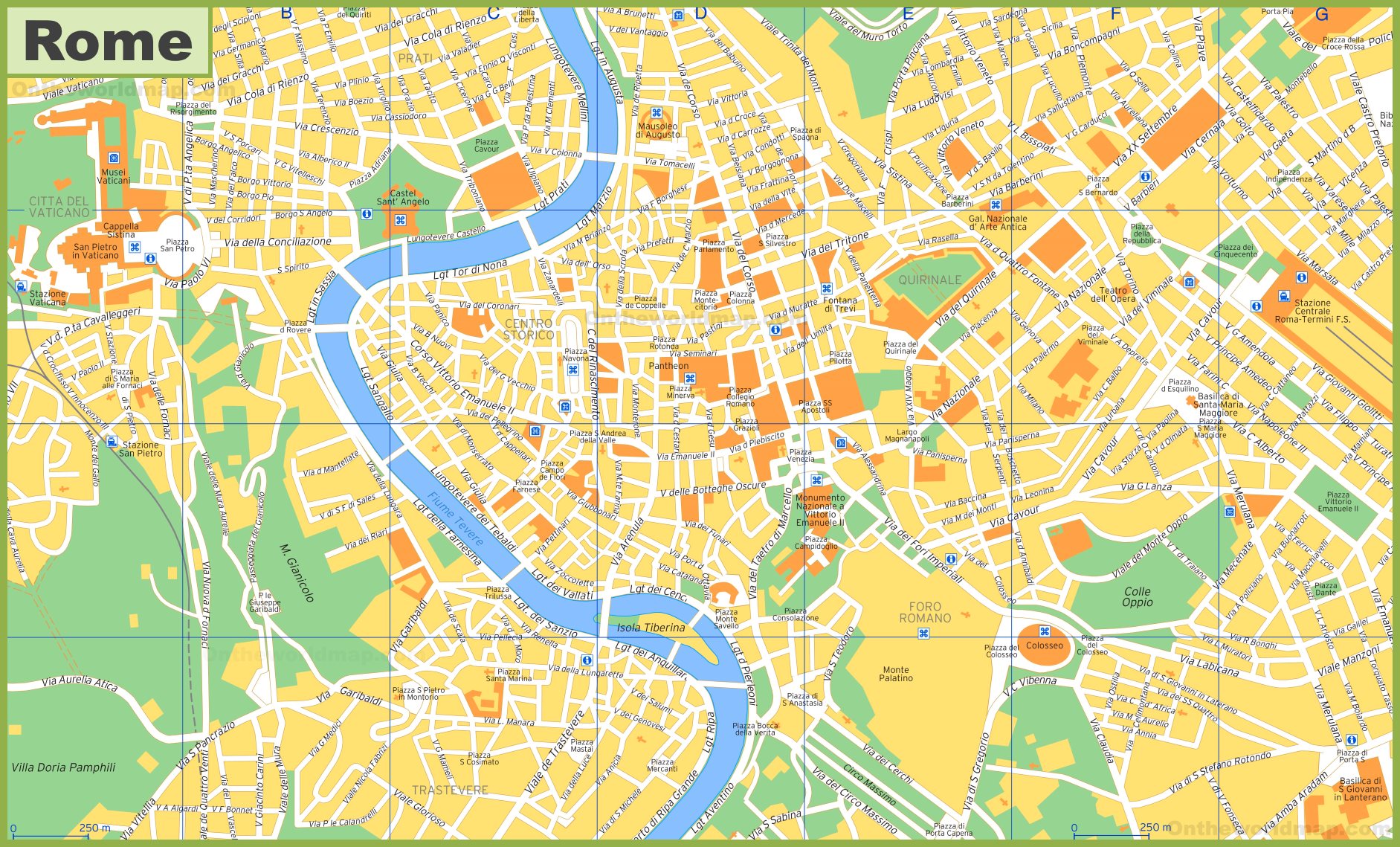 Tourist Map Of Rome With Sightseeings