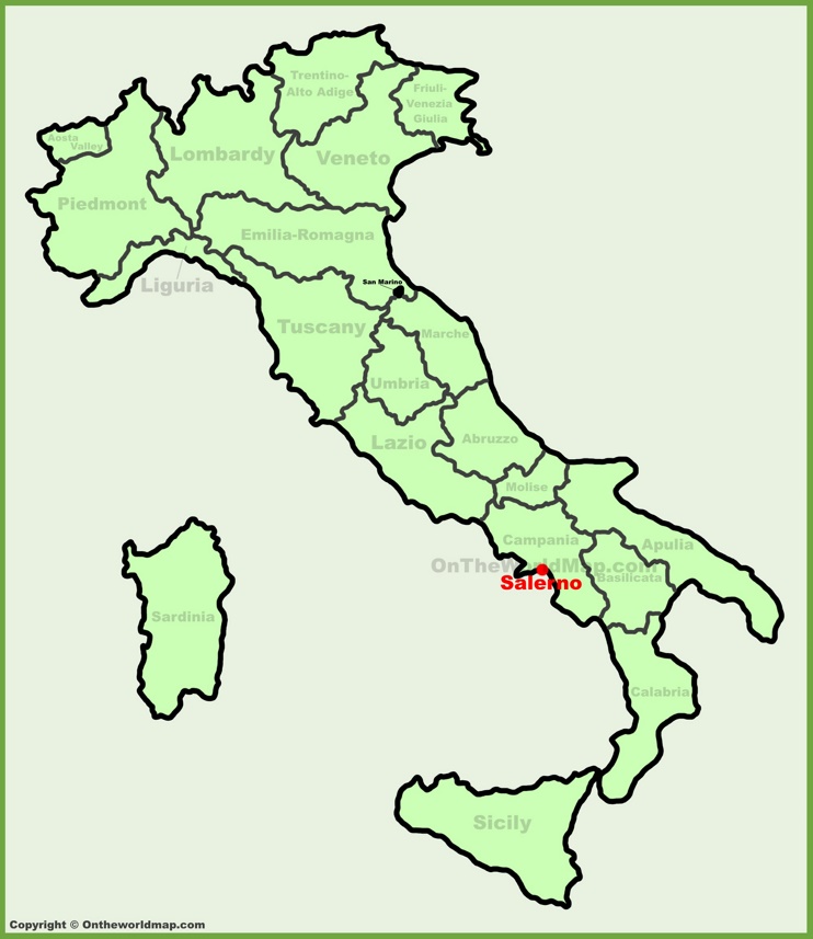 Salerno location on the Italy map
