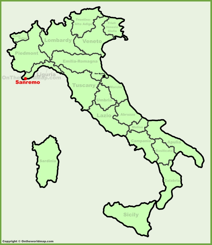 Sanremo location on the Italy map