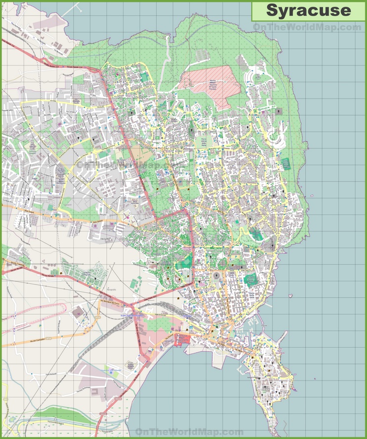 Large detailed map of Syracuse
