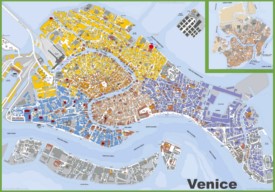 Large detailed tourist map of Venice