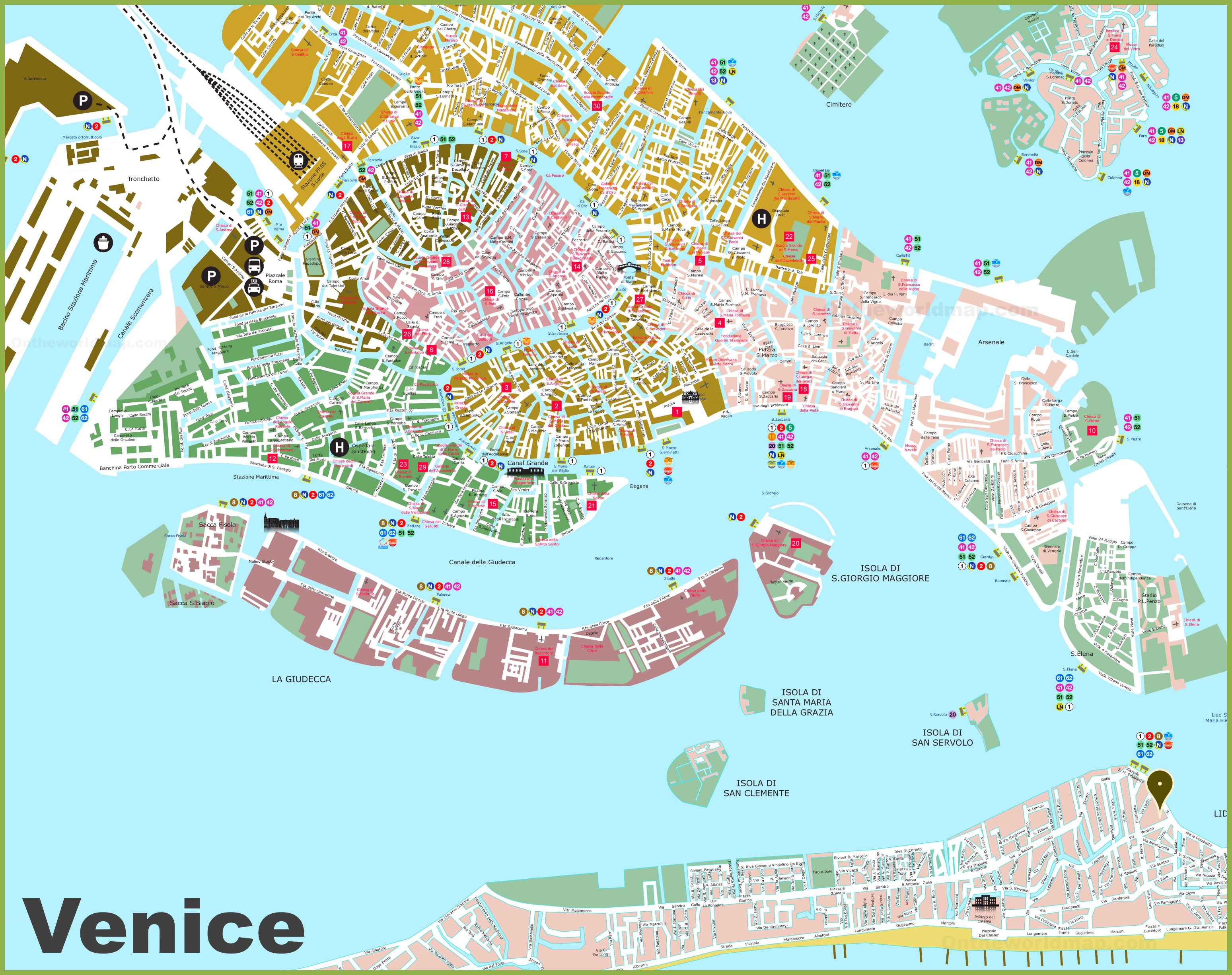 Large Detailed Tourist Map Of Venice Venice Printable Tourist Map