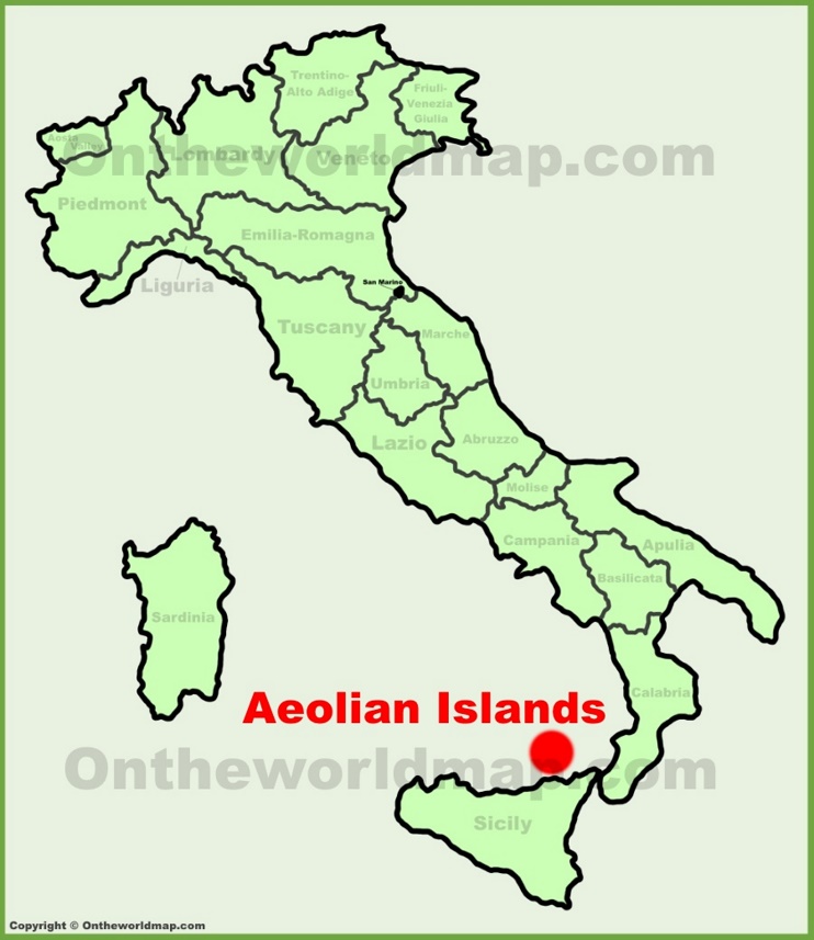 Aeolian Islands location on the Italy map