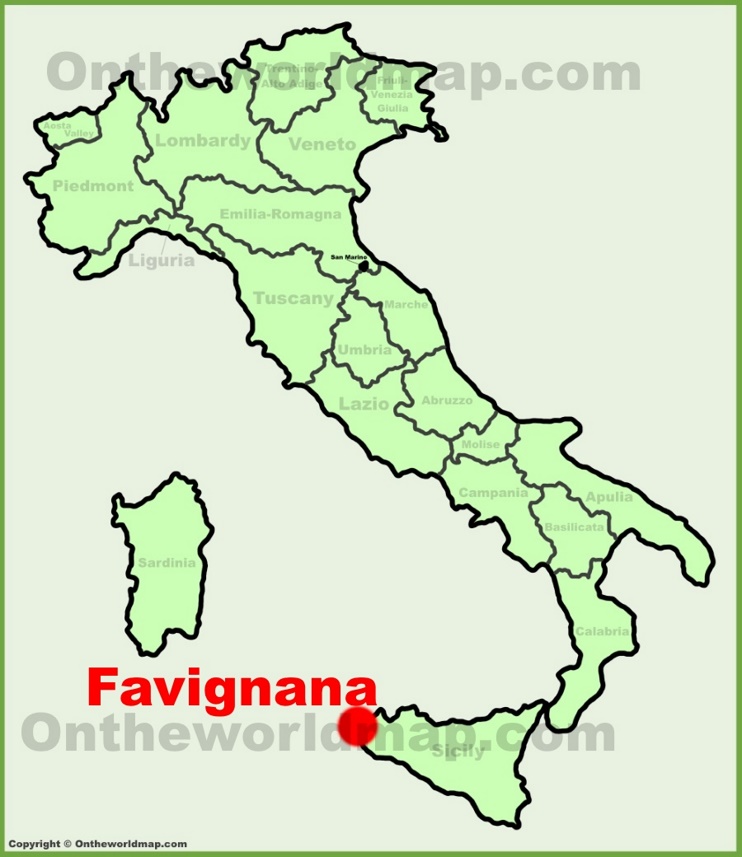 Favignana location on the Italy map