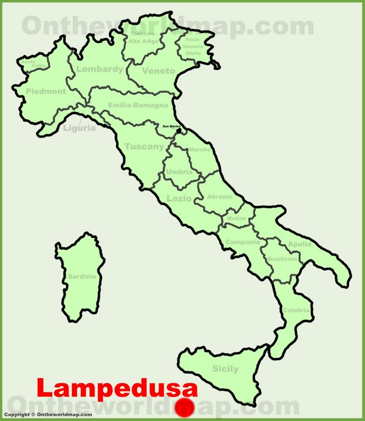 Lampedusa location on the Italy map
