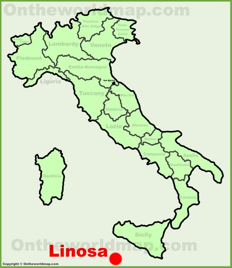 Linosa location on the Italy map