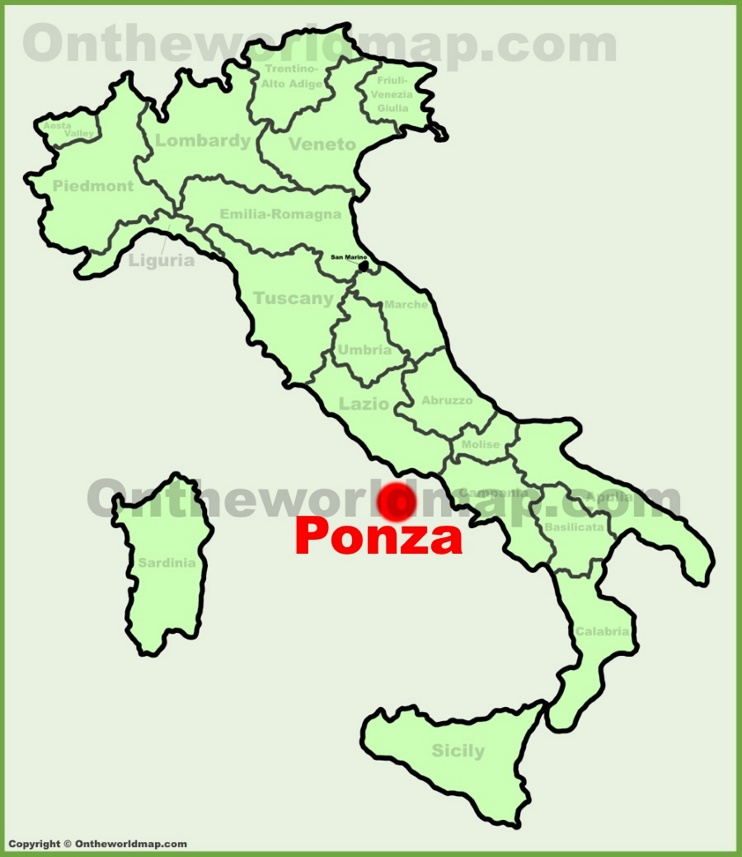 Ponza location on the Italy map