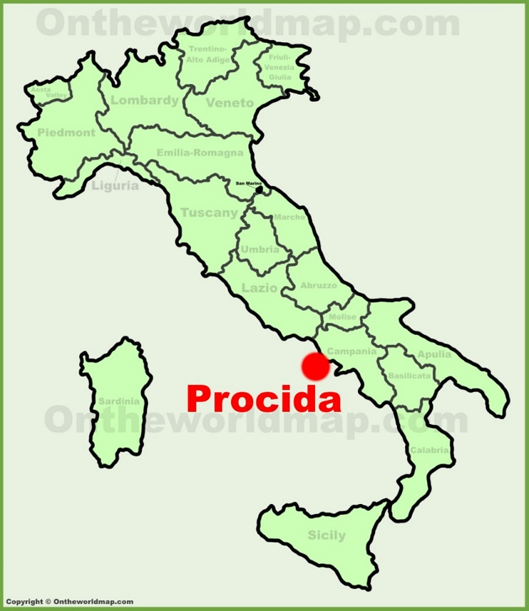 Procida location on the Italy map