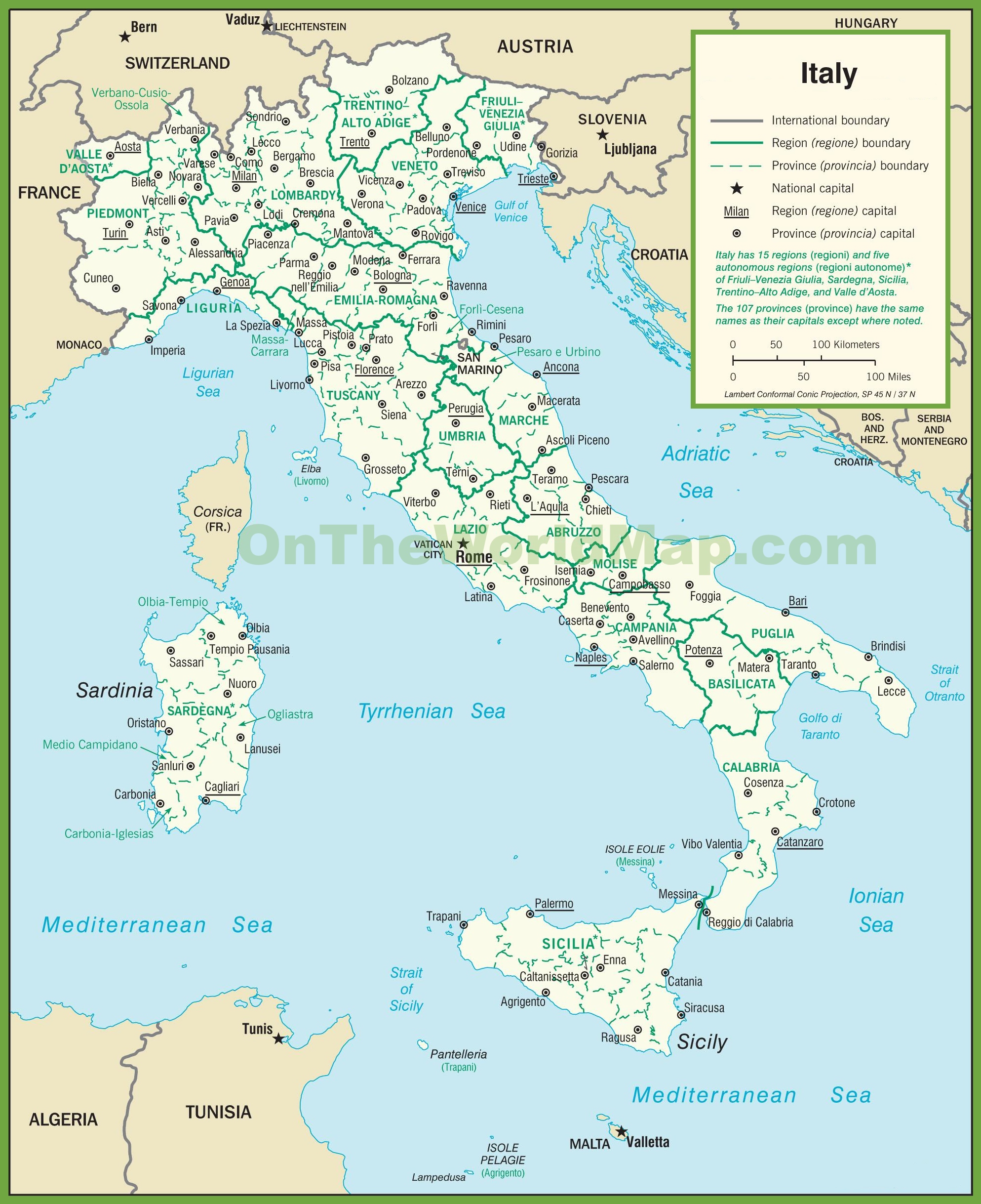 Italy Political Map 9848