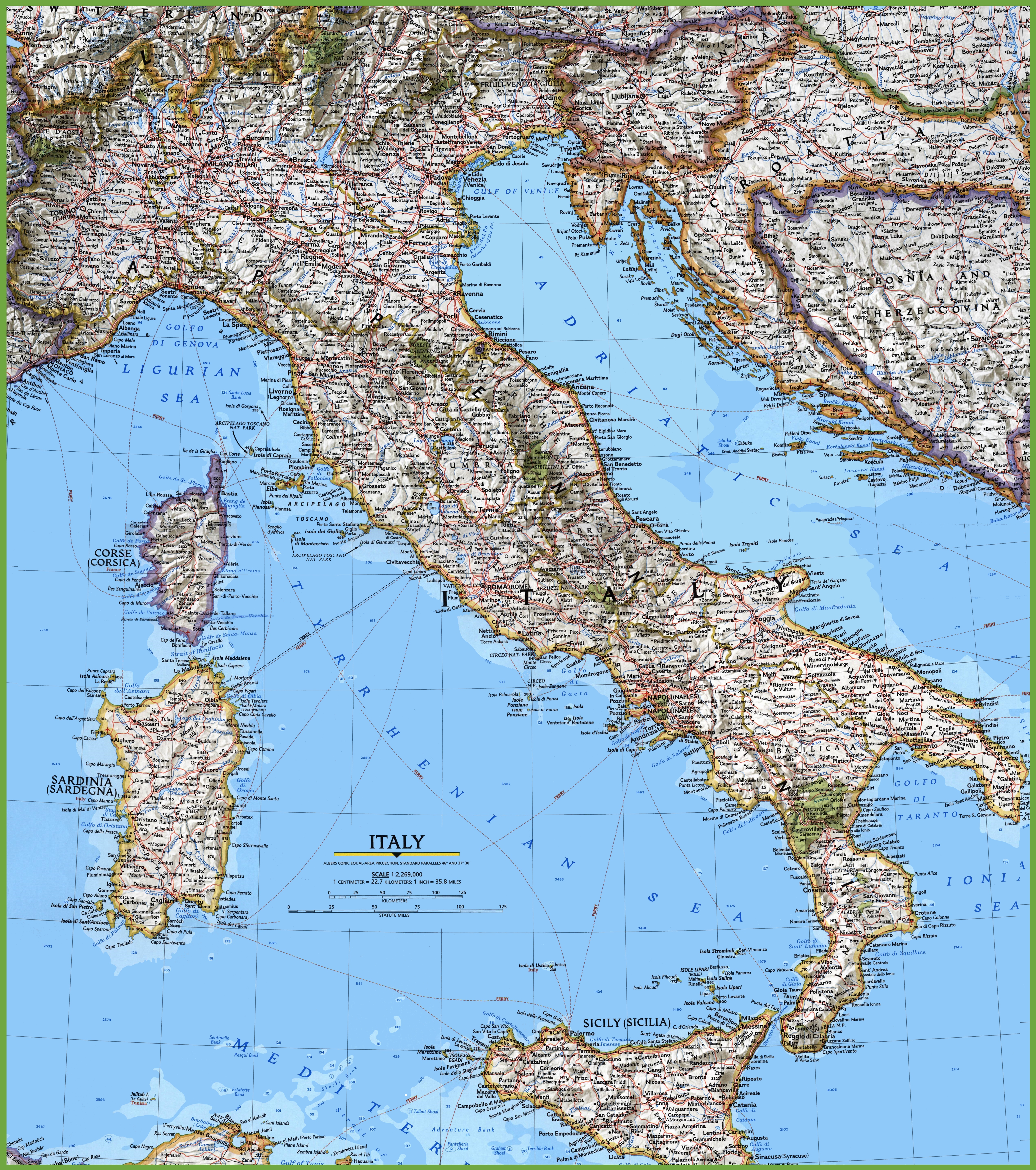 Large Detailed Map Of Italy With Cities And Towns