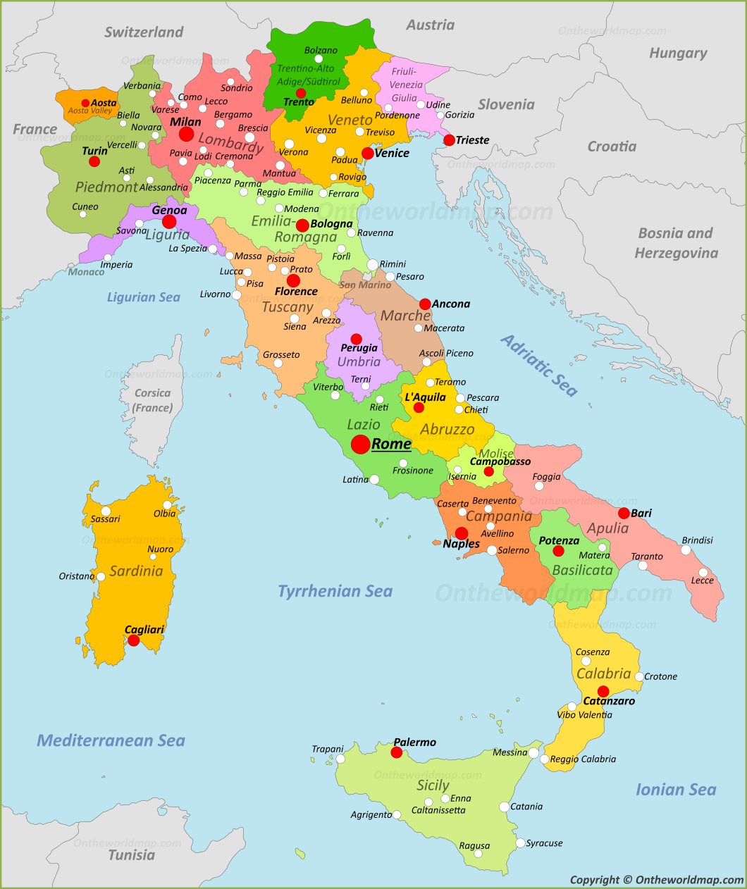 map of italy with towns and regions Italy Maps Maps Of Italy map of italy with towns and regions