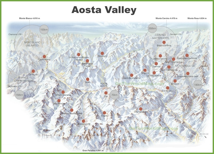 Aosta Valley Ski Map Max 