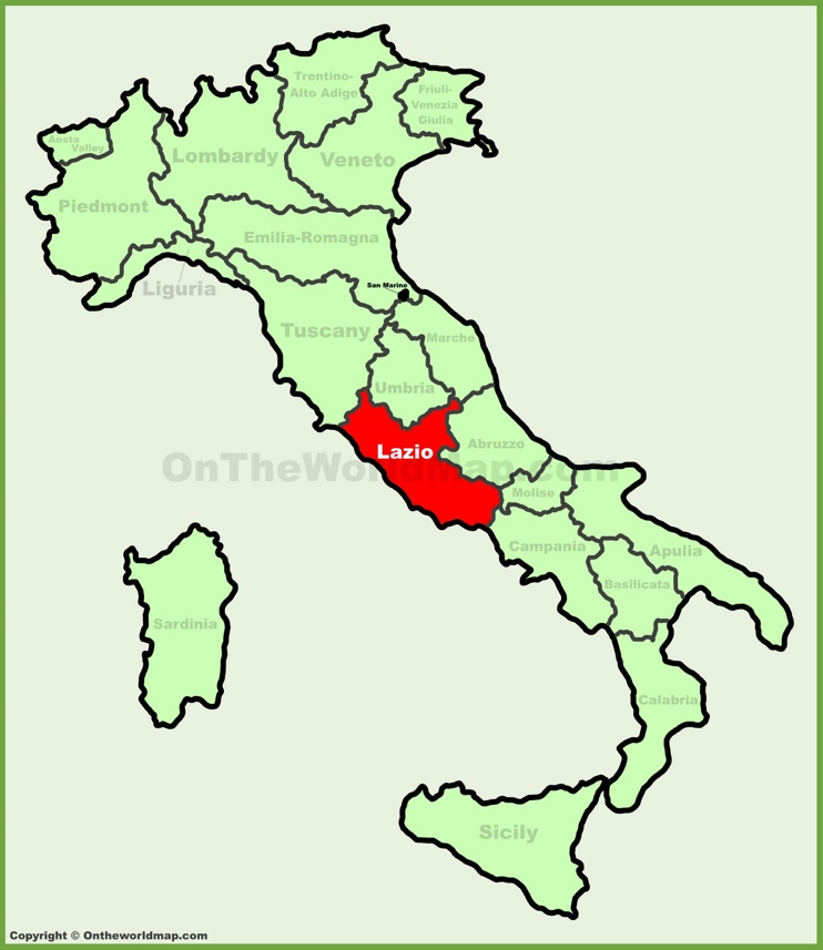 Lazio location on the Italy map