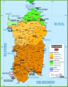 Map of languages in Sardinia