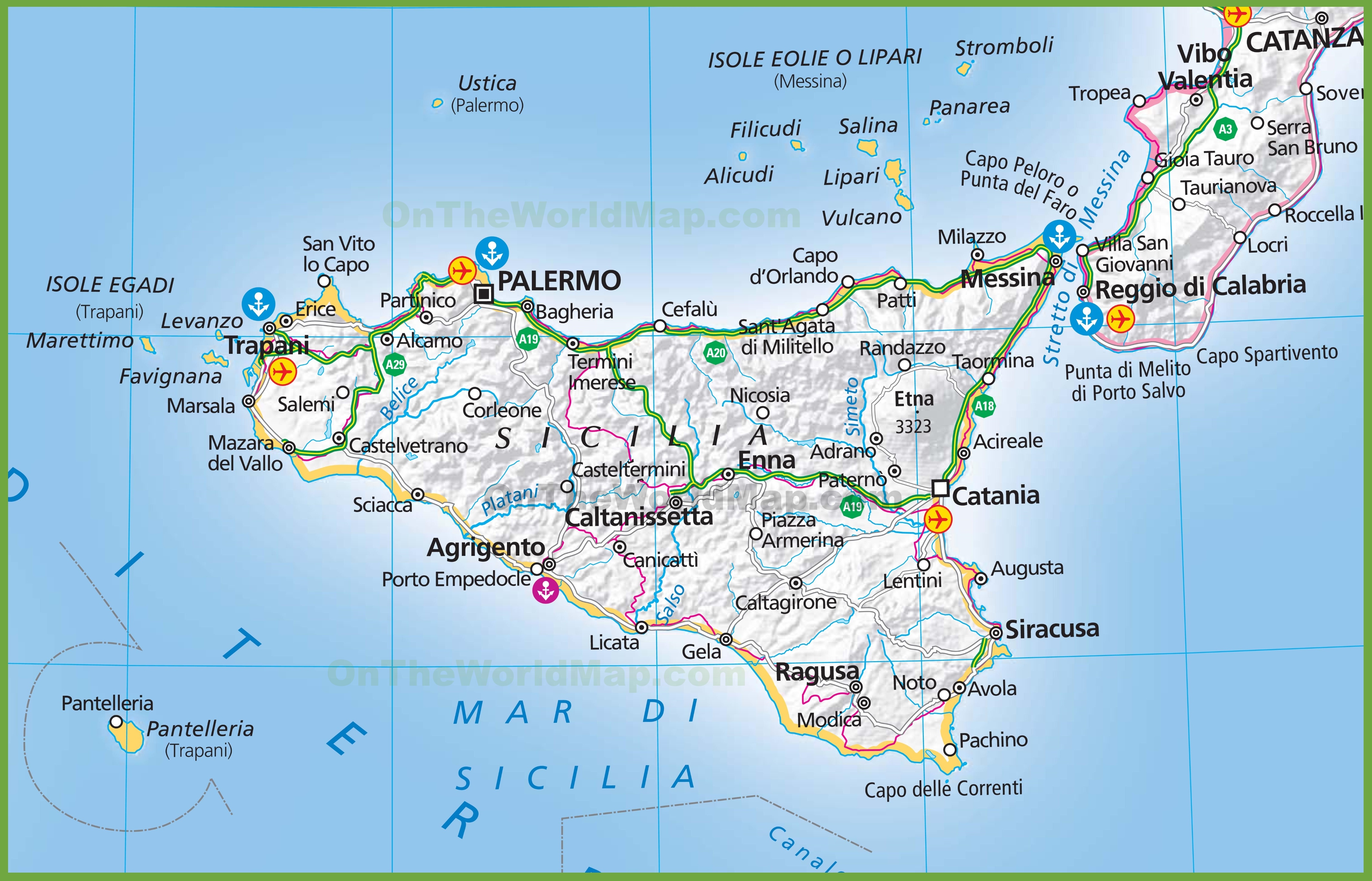 Donde Esta Sicilia En El Mapa Printable Maps Online