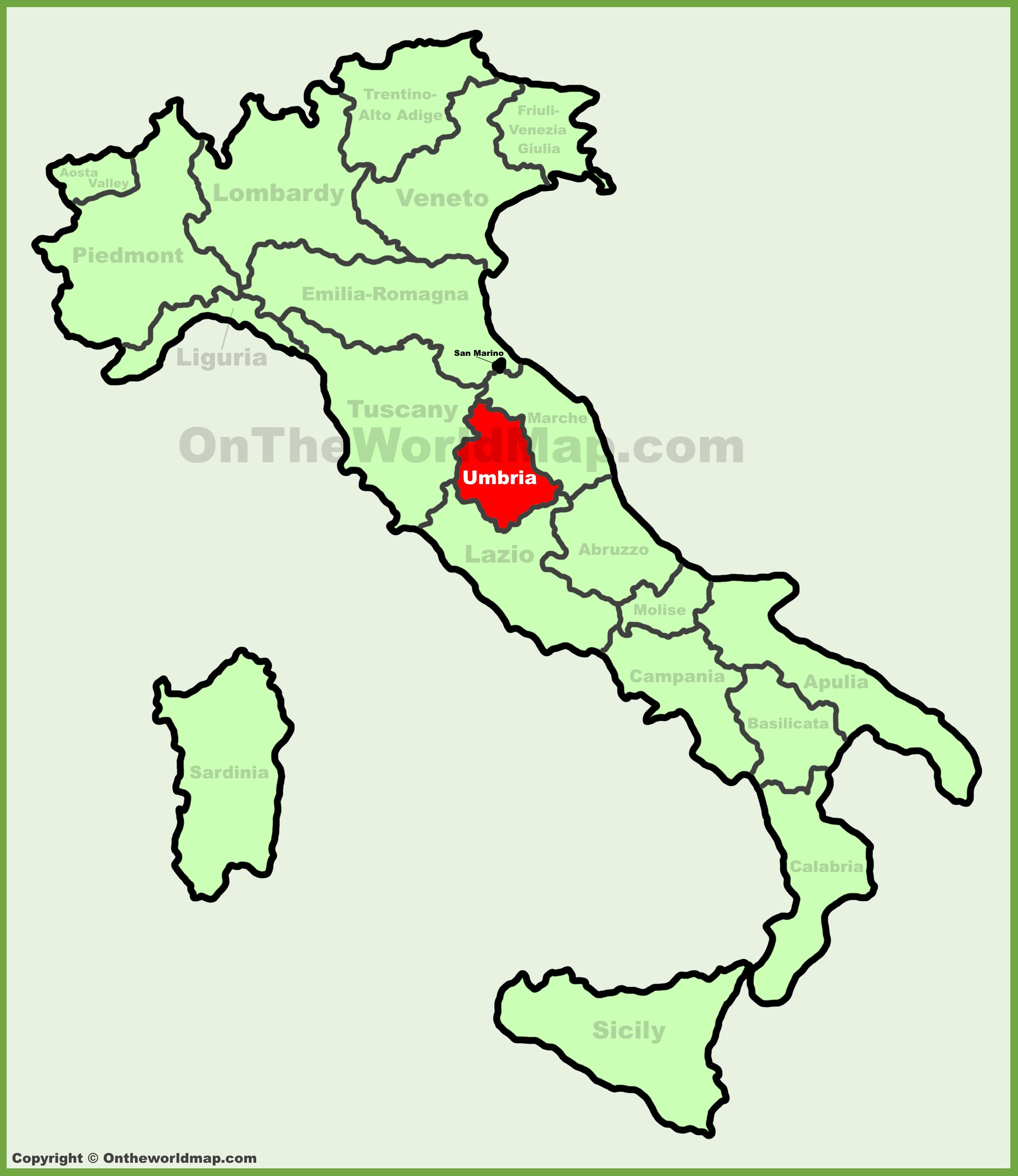 Umbria Location On The Italy Map 0769