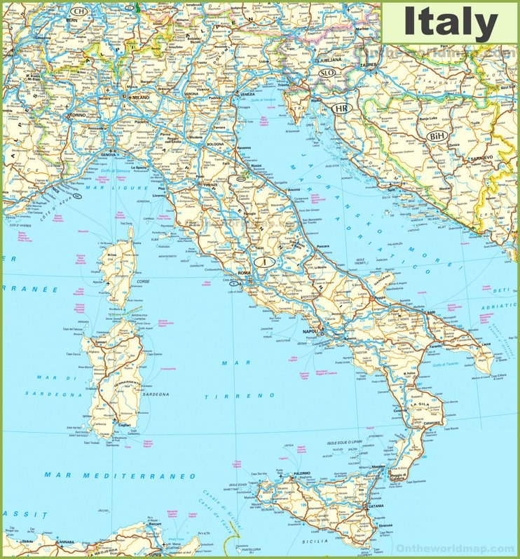 Road map of Italy