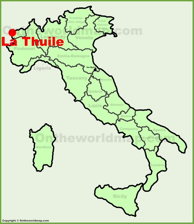 La Thuile location on the Italy map