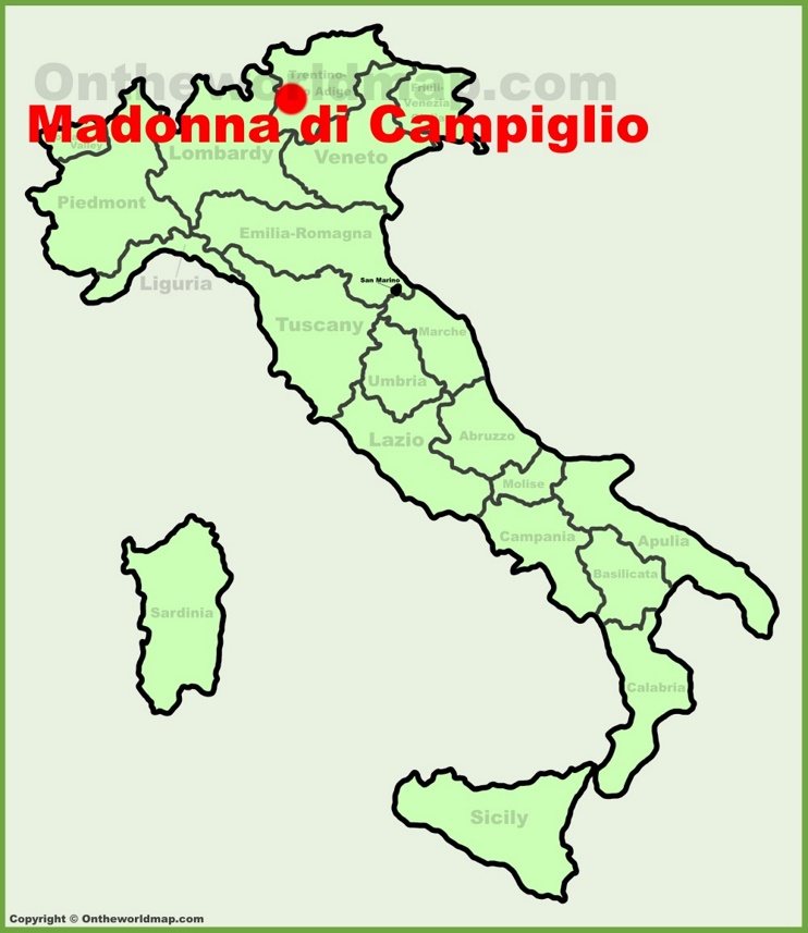 Madonna di Campiglio location on the Italy map
