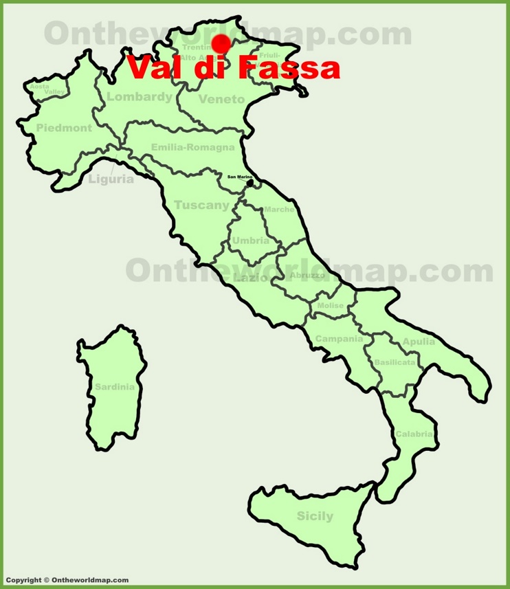 Val di Fassa location on the Italy map