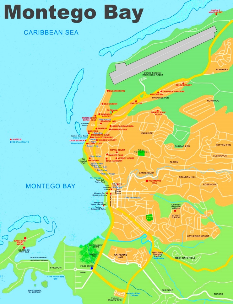 Montego Bay hotel map