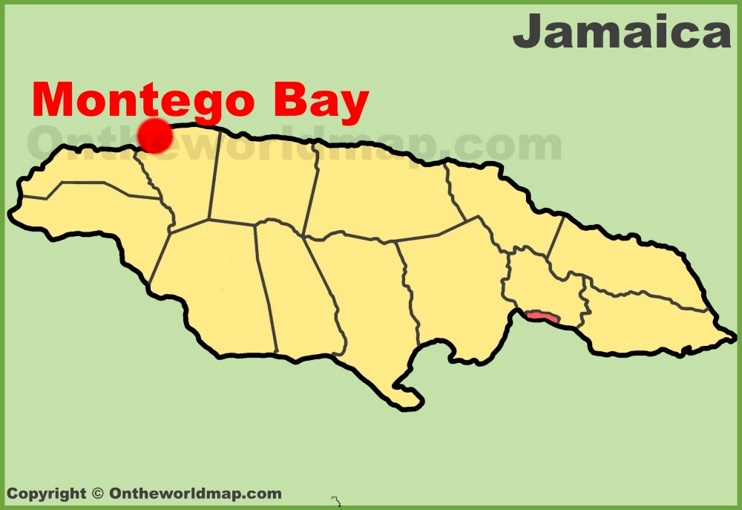 Montego Bay location on the Jamaica Map