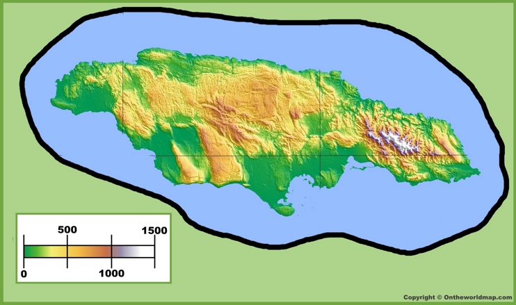 Jamaica physical map