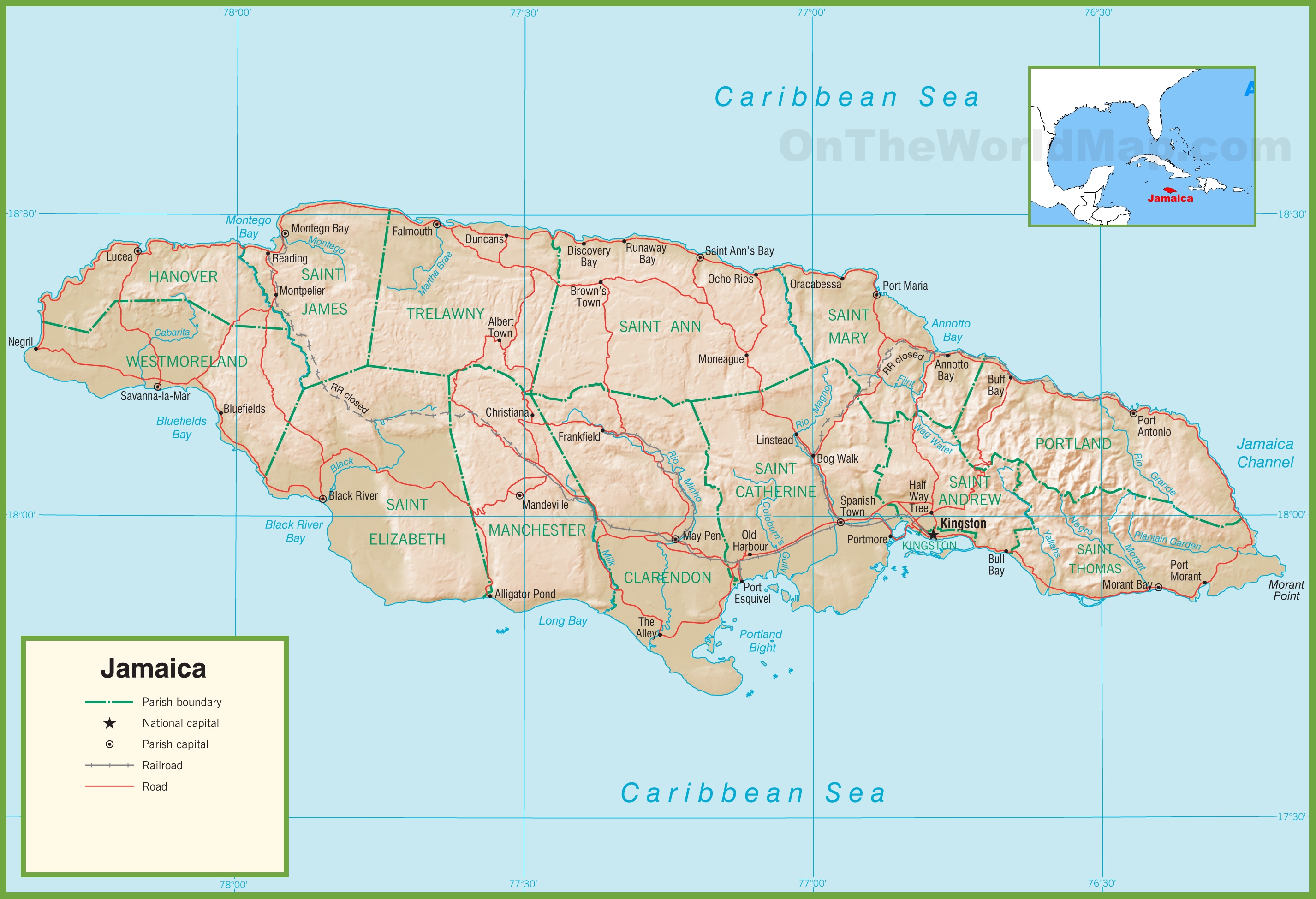 Map Of Jamaica In Atlas 