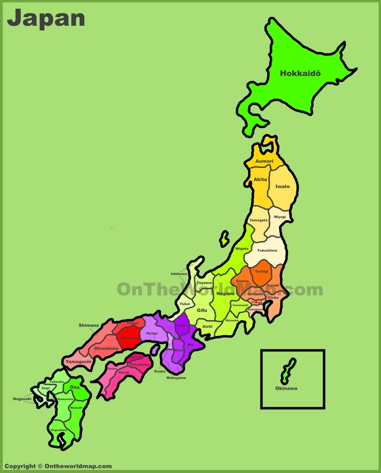 Administrative map of Japan (Prefectures of Japan)