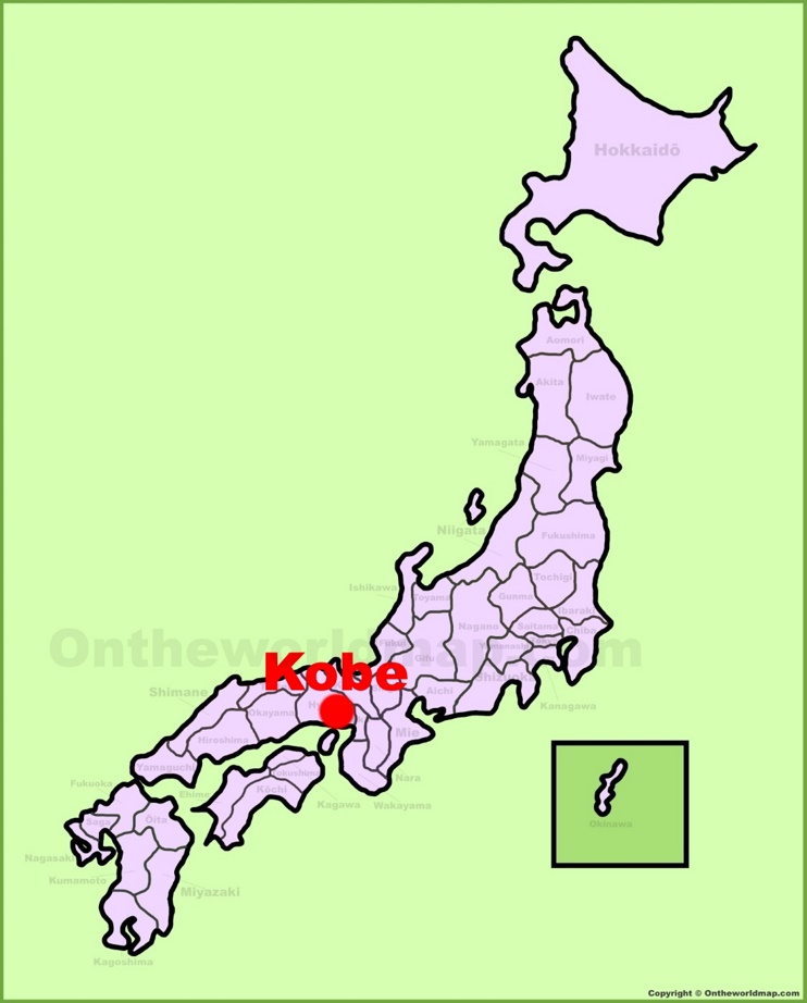 Kobe location on the Japan Map