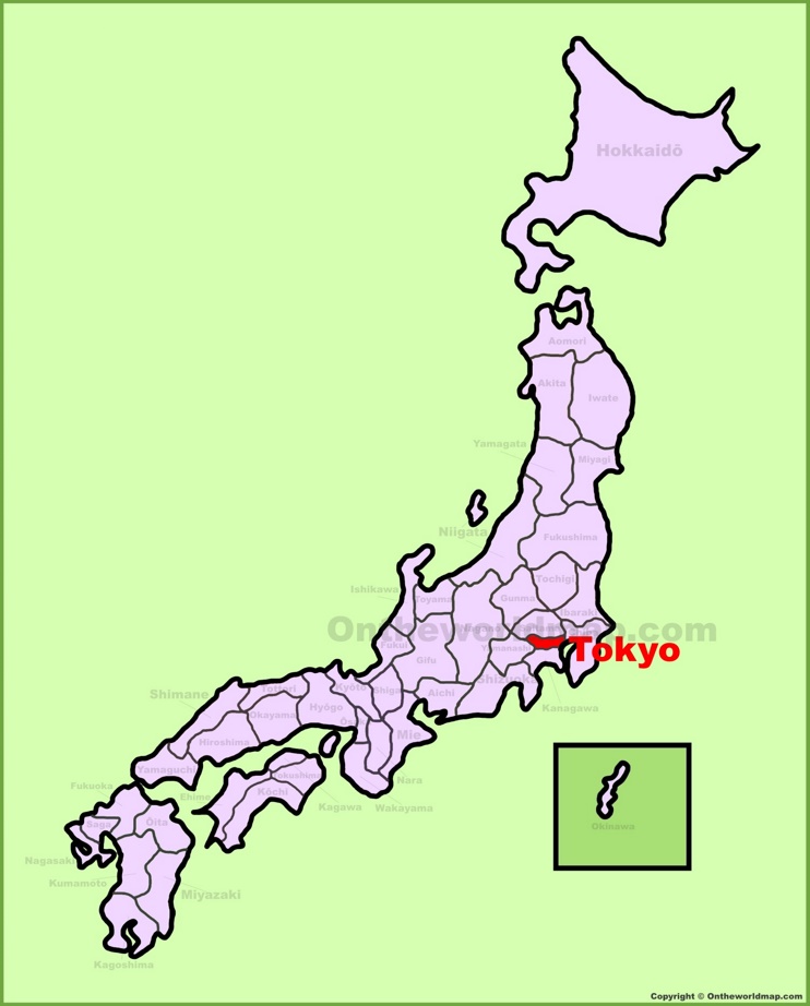 Tokyo location on the Japan Map