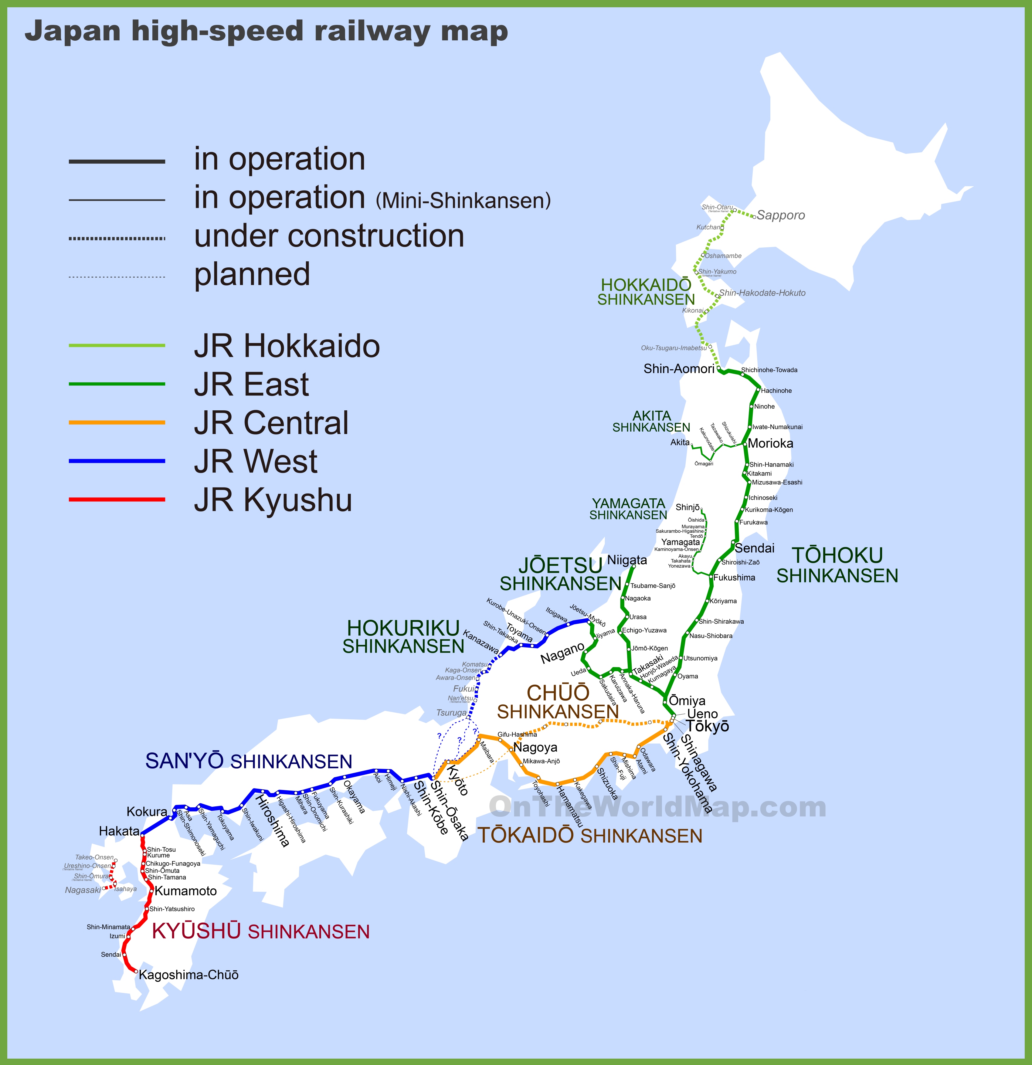 Japan high speed railway map