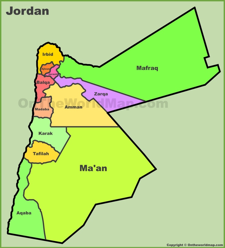 Administrative map of Jordan