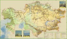 Large detailed road map of Kazakhstan