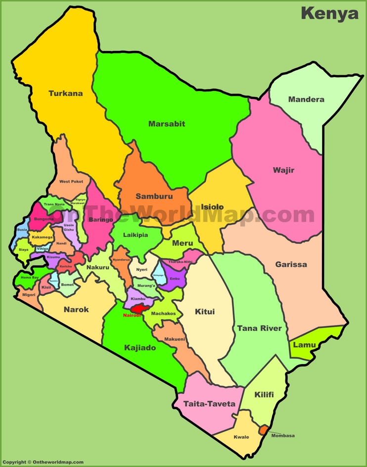 Administrative map of Kenya