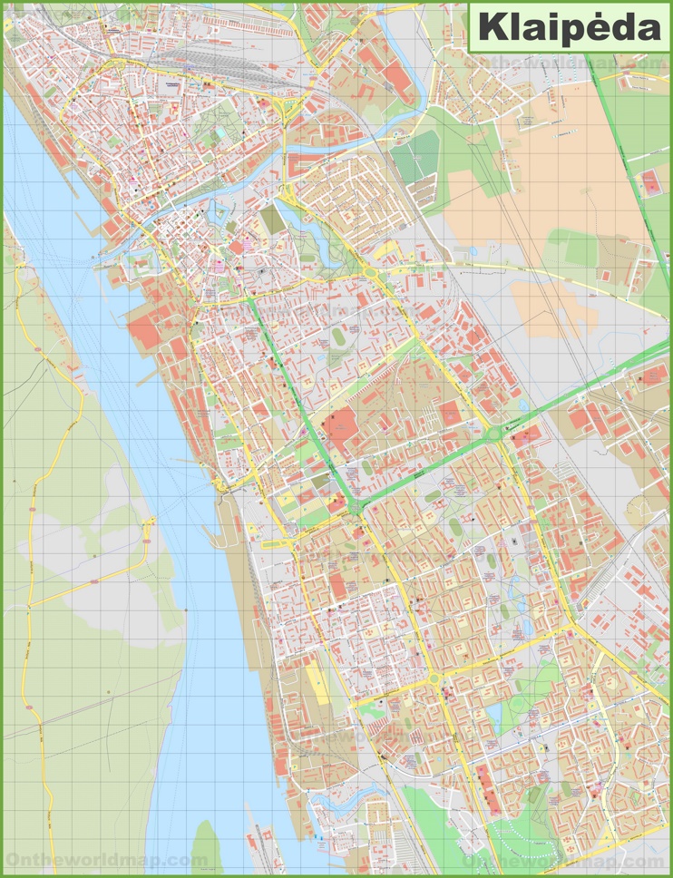 Large detailed map of Klaipėda