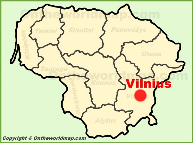 Vilnius location on the Lithuania Map