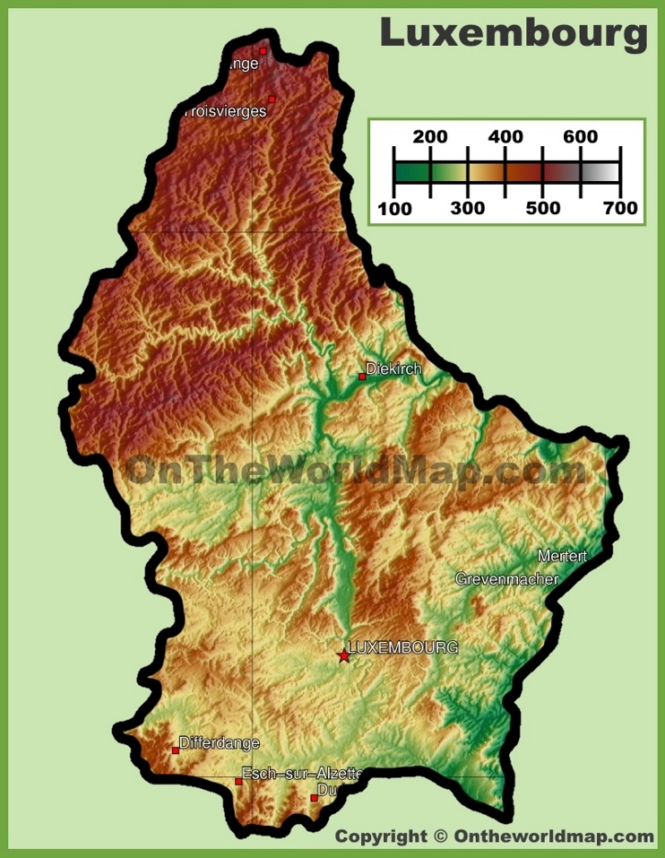 Luxembourg physical map