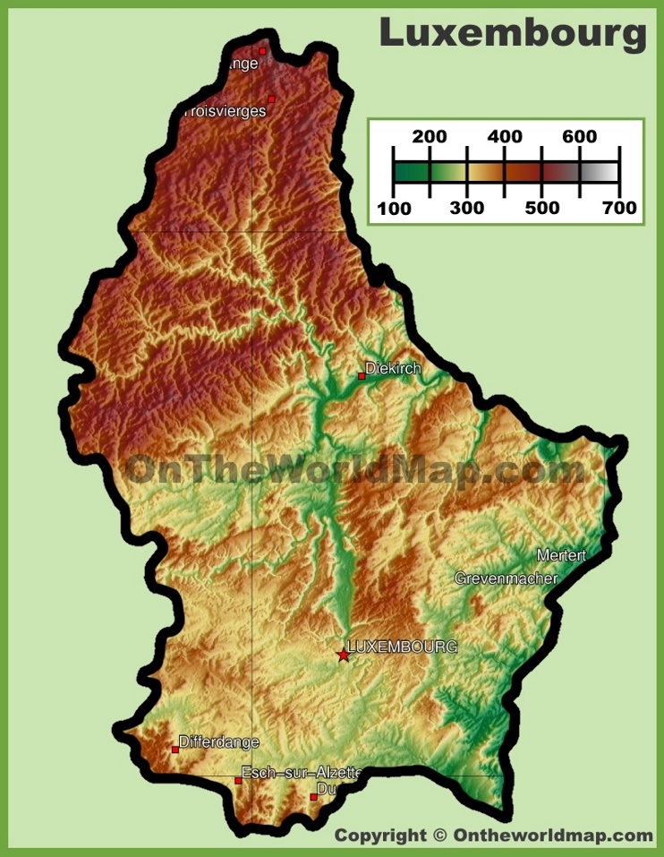 Luxembourg Physical Map Ontheworldmap 6105 The Best Porn Website